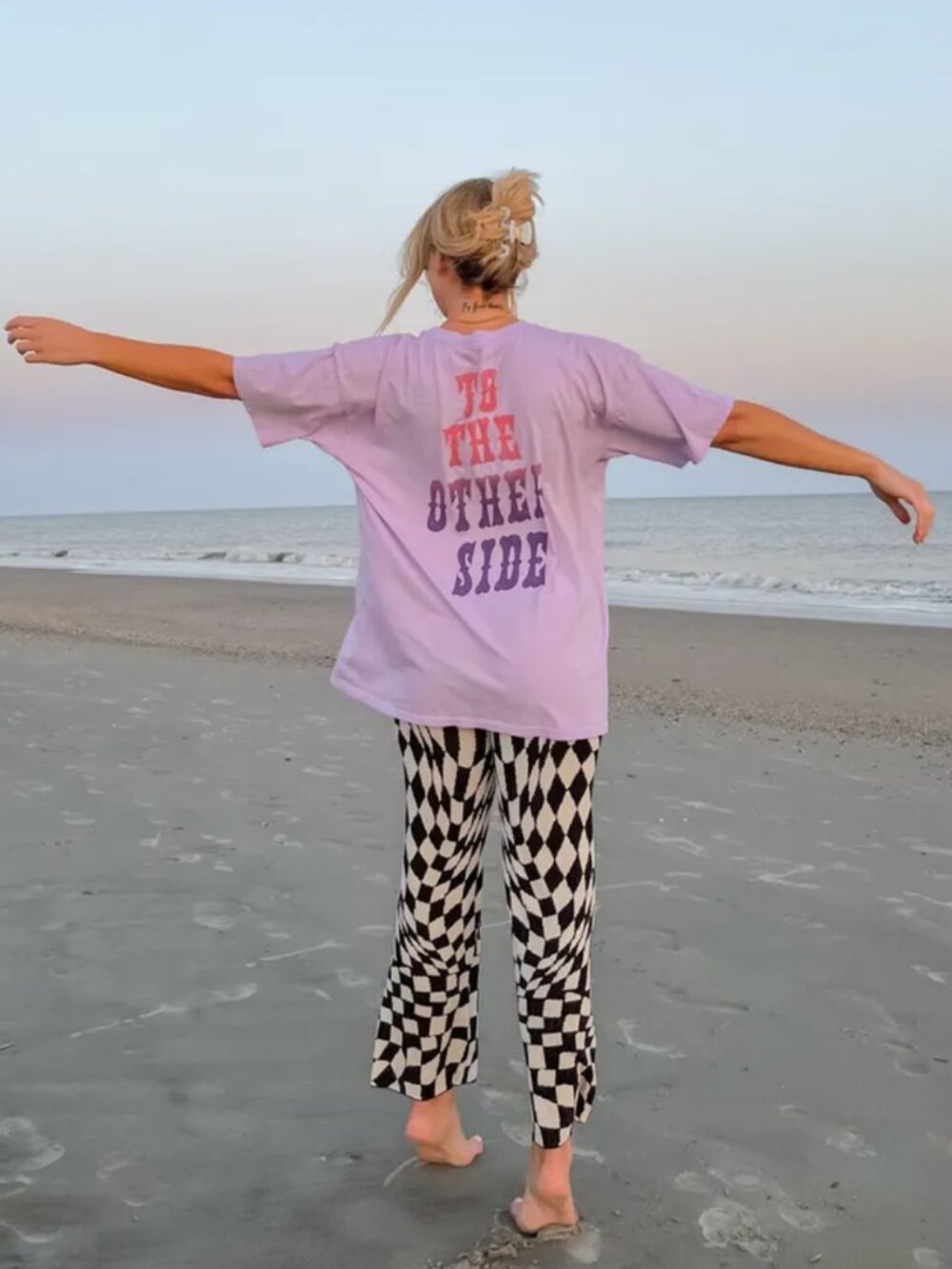 Daydreamer Eclipse Wave Knit Pants in Check Print
